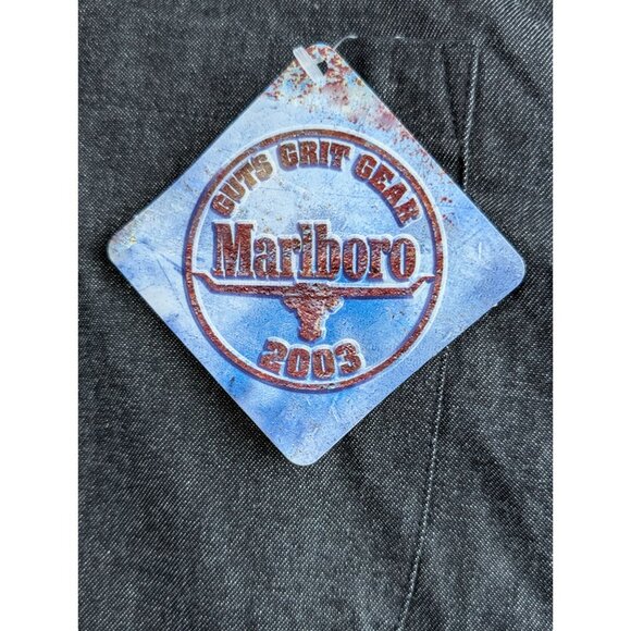 Vintage Marlboro 2003 Reversible White Black Plaid Flannel Denim Shacket NWT - Picture 13 of 15
